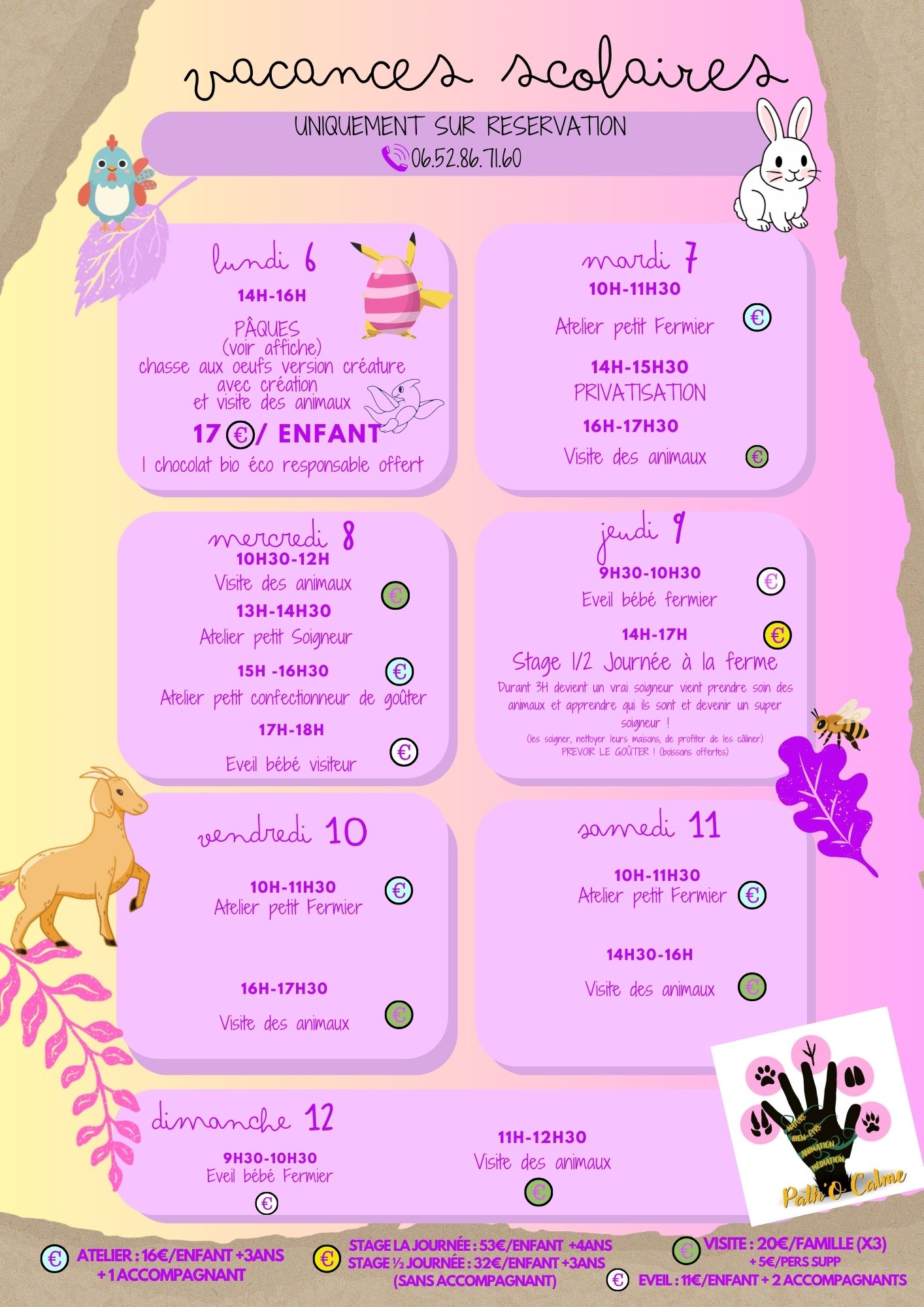 planning vacances de Pâques